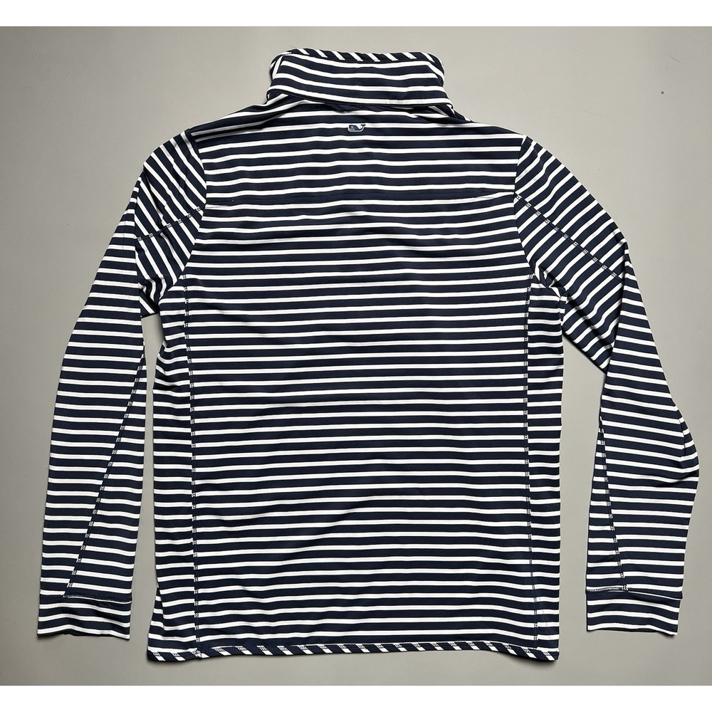 Vineyard Vines The Shep Shirt 1/4 Zip Striped Golf Polo Nautical Navy White M - Picture 3 of 8